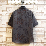 大码外套青年衬衣休闲宽松短袖印花流行衬衫男A011-2/8605p40，男装T恤，电商A012