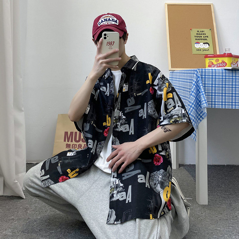 夏季时尚都市男士帅气风衬衫学生休闲短袖衬衣D7101/P27,男装T恤,电商A012