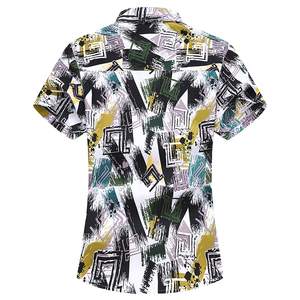 2021寬松休閑大碼印花中國風(fēng)男春夏短袖襯衫QT5030 /D7097p30圖片