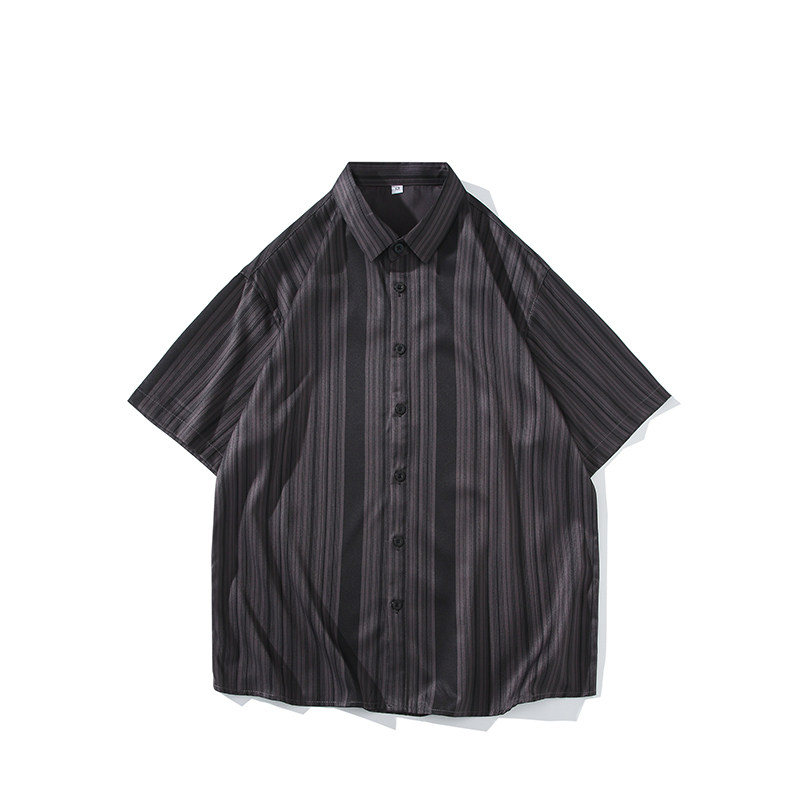 花衬衫男短袖夏季条纹休闲上衣服外套翻领大码衬衣A011-2/8663P45,男装T恤,电商A012