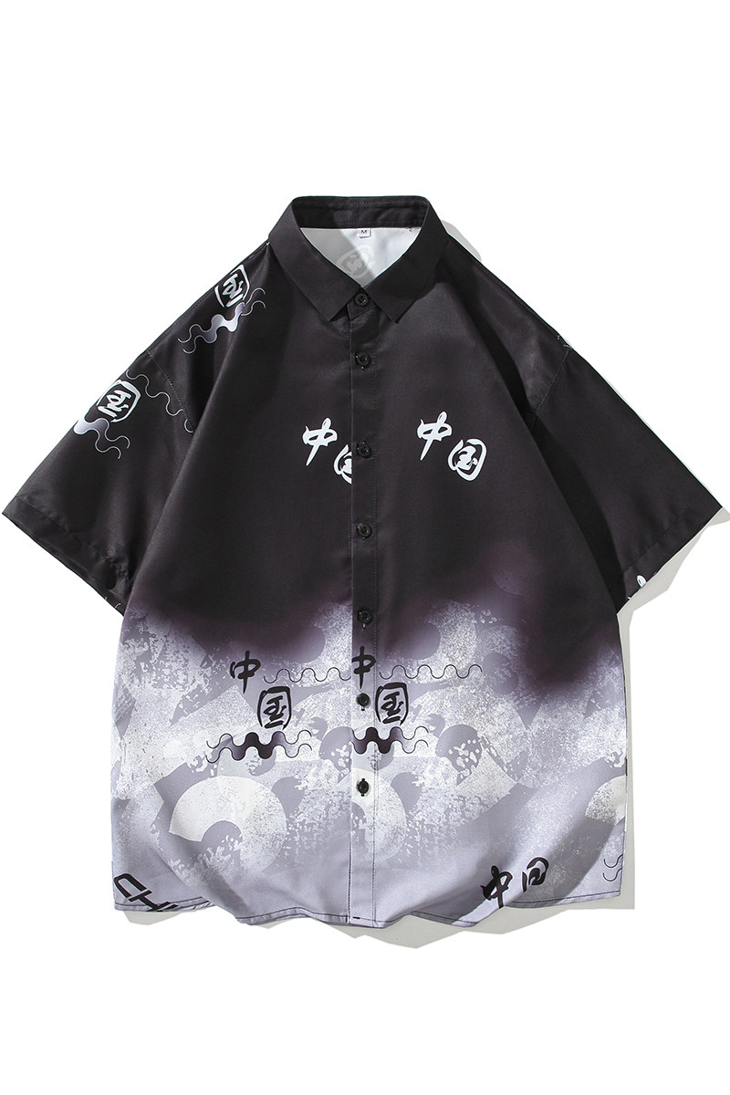 大码外套青年衬衣休闲宽松短袖印花流行衬衫男A011-2/8601p40,男装T恤,电商A012
