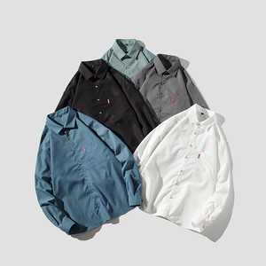 春季青少年长袖休闲宽松外套大码印花衬衫T恤衬衣/2280P30，男装T恤，电商A012