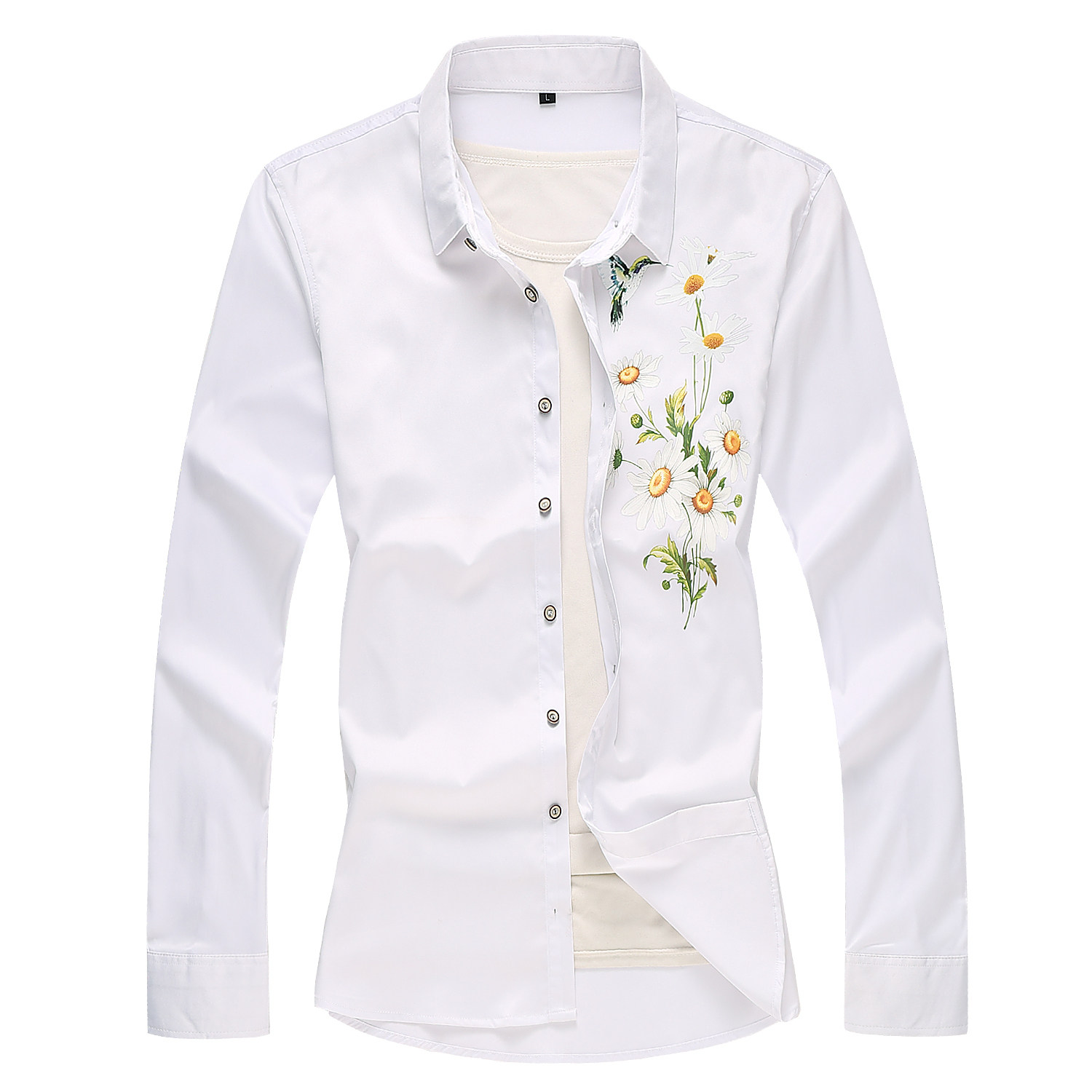 大码印花风衬衫男夏秋新款青年长袖衬衫QT5030/2126p50，男装衬衫，电商A012