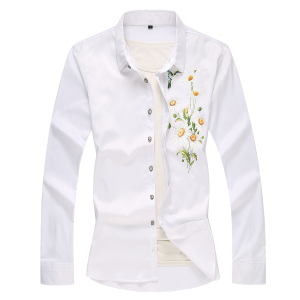 大码印花风衬衫男夏秋新款青年长袖衬衫QT5030/2126p50，男装衬衫，电商A012