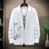 年大码印花风衬衫男夏秋青年长袖衬衫/2118p50，男装衬衫，电商A012