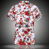 风大码衬衫男花纹休闲衬衫短袖衬衫青年QT5030/7091/p30，男装T恤，电商A012