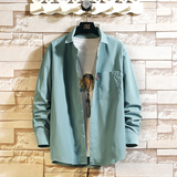 秋季ins青少年长袖休闲宽松外套大码印花衬衫T恤衬衣2280P30，男装T恤，电商A012