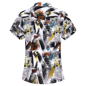 2021寬松休閑大碼印花中國風(fēng)男春夏短袖襯衫QT5030 /D7097p30圖片