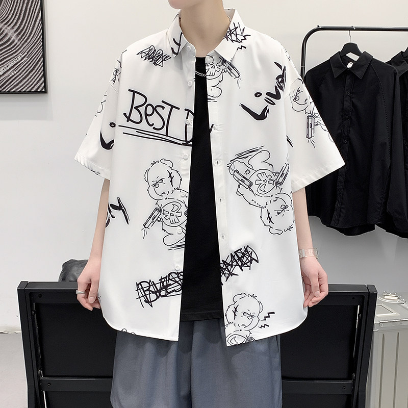 夏新款男大码打底衫宽松短袖T恤百搭印花体恤/7110p35，男装T恤，电商A012