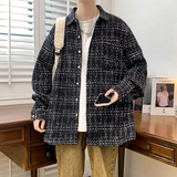 小香风精品男夹克衬衫长袖宽松格子衬衣休闲外套A011-2/8811TP45，男装夹克，电商A012