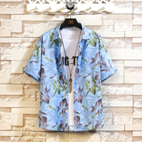 大码外套青年衬衣休闲宽松短袖印花流行衬衫男A011-2/8605p40，男装T恤，电商A012