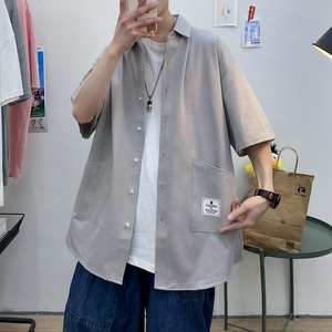 2021全棉沙洗大码印花中国风男夏青年短袖衬衫QT5030/D7066p40图片