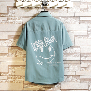 图案已注册大码印花风休闲男新款青年短袖衬衫D7085p27，男装T恤，电商A012