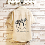 图案已注册大码印花风休闲男新款青年短袖衬衫D7085p27，男装T恤，电商A012