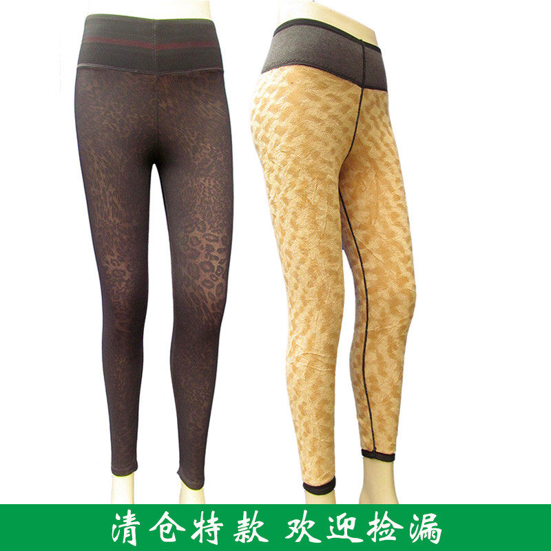 L码特价~彦黛中厚加绒保暖裤女打底棉裤网纱不起球外穿长裤秋冬