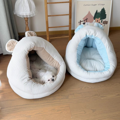 宠物房子半封闭窝猫咪冬季保暖窝安全感猫屋中小型狗窝耳朵蒙古包
