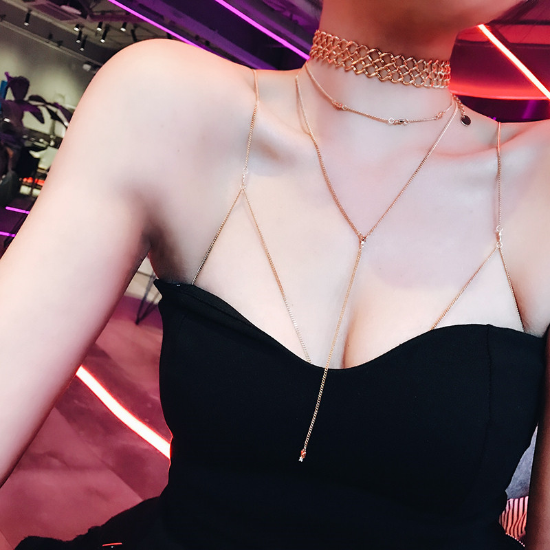 BAO STYLE◆欧美性感铆钉bikini身体链比基尼胸链 含短项链颈链女在类目 饰品/流行首饰/时尚饰品新, 项链中 - 来自Buy2taobao.com提供专业的淘宝代购服务