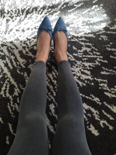 雾霾蓝 蝴蝶结 麂皮绒 浅口 时尚淑女鞋 新款