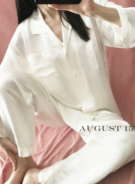 【八月十五】越穿越软！真丝+铜氨丝 出口日本真丝睡衣套装1345