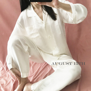 【八月十五】越穿越软！真丝+铜氨丝 出口日本真丝睡衣套装1345