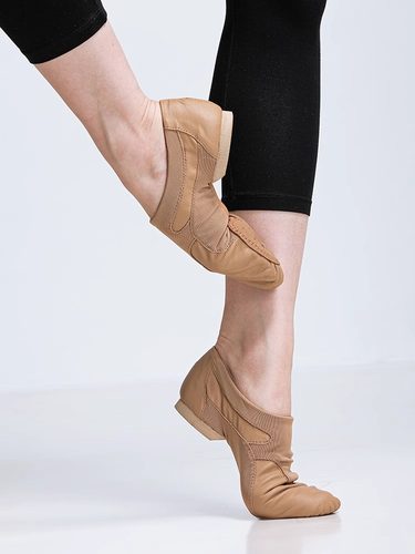 Sansha三沙爵士鞋牛皮软底弹力网