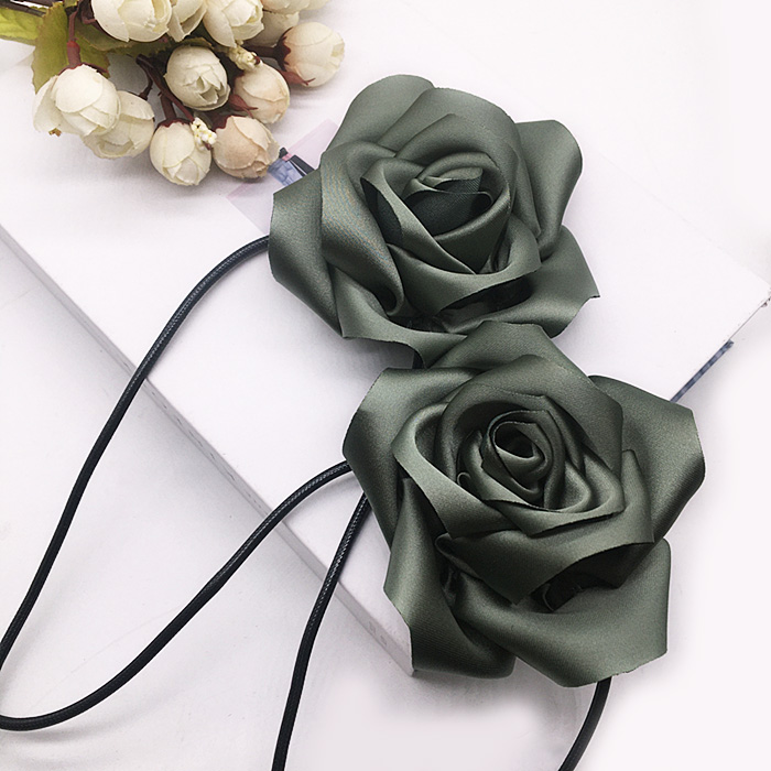 墨绿色大花窗帘装饰绑带