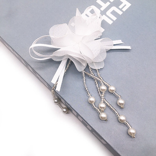 白色毛毛珍珠花彩色绸缎芭蕾小蝴蝶别针挂件窗帘点缀小珍珠装饰品