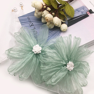 diy绿色手工纱花双花窗帘绑带丝带绑绳窗帘装饰饰品配件束带配饰