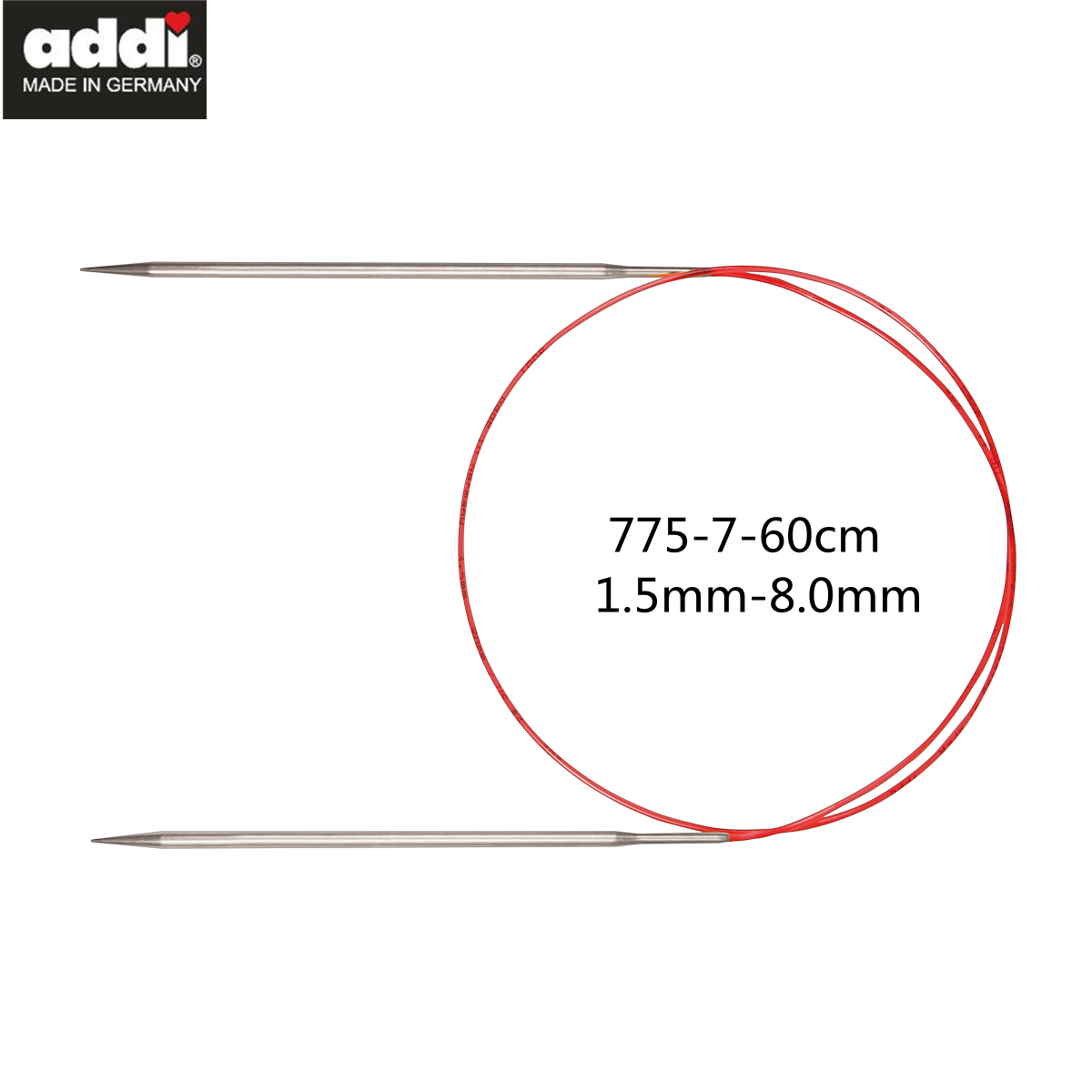 德国进口编织工具addi60厘米银色尖头红环儿童毛衣针775-7-60现货