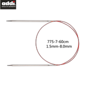 德国进口编织工具addi60厘米银色尖头红环儿童毛衣针775 60现货