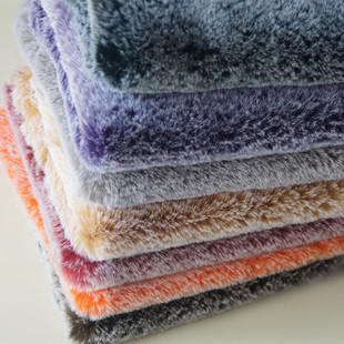 霜尖獭兔毛黑褪白兔毛雪上霜水兔毛仿皮草秋冬保暖大衣布料毛料