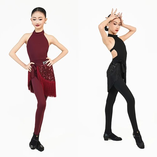 FZS DANCE拉丁舞服女童舞蹈服练功服拉丁服女童拉丁练功服表演女