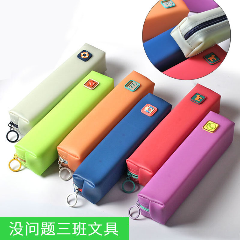 简约动漫三角帆布笔袋眉笔化妆包图片