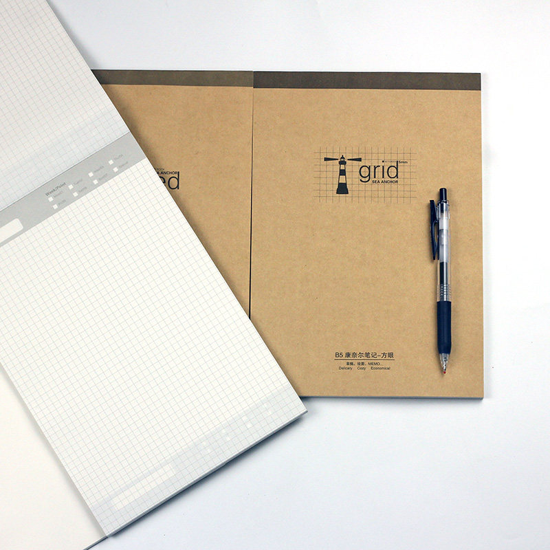 B5笔记本子网格本文具复古上翻方格康奈尔简约韩国A5大学生记事本
