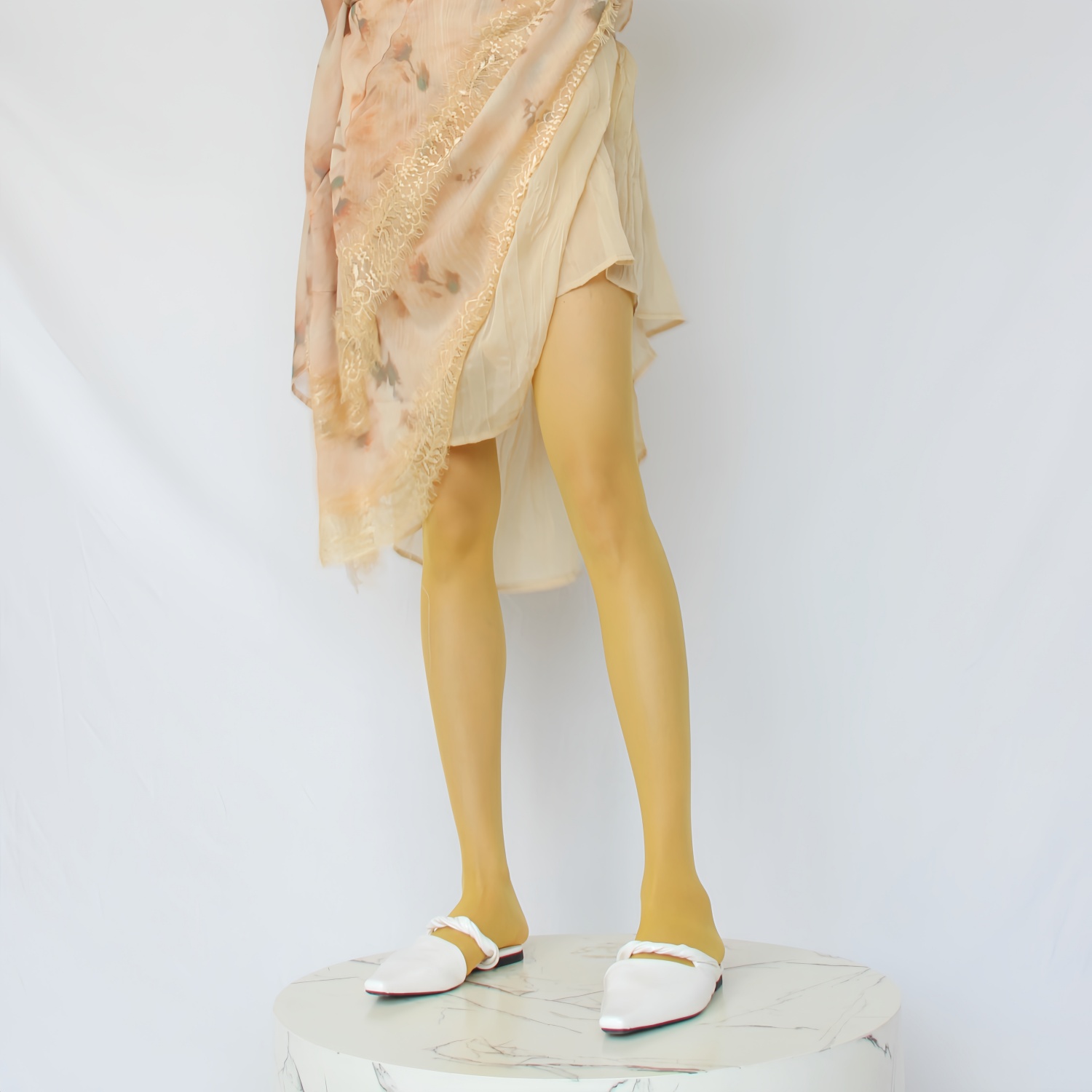 超薄透肉姜黄色丝袜夏季款包芯丝芥末黄糖果彩色连裤袜性感穿搭女