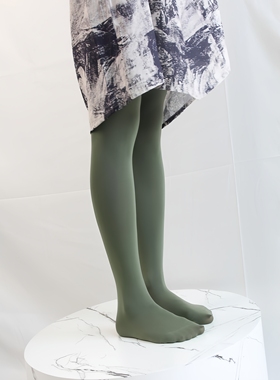 水墨绿色丝袜打底袜高弹力锦纶哑光天鹅绒连裤袜子深军绿复古色春