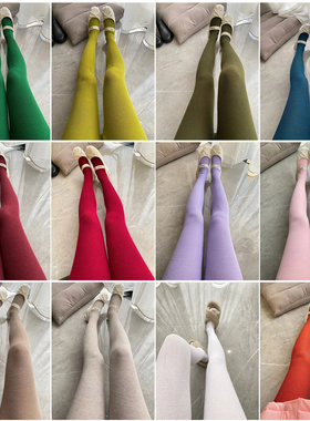 ins时髦潮袜针织连裤袜棉质大红绿色打底裤袜韩系细竖条纹美腿袜