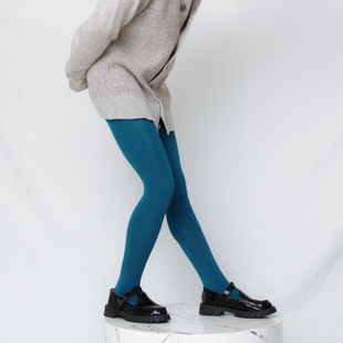 孔雀蓝打底袜多巴胺穿搭湖蓝连裤袜墨兰藏蓝色高弹锦纶丝袜冷色系