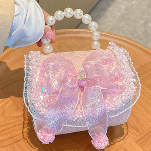 洋气公主斜挎包 2024春夏新款 儿童包包小女孩珍珠手提包蝴蝶结时尚