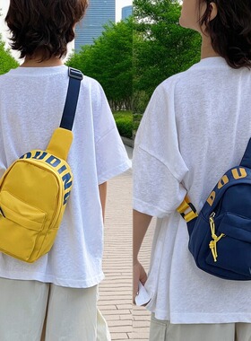 简约外出男女小孩胸包斜挎包新款户外轻便儿童研学休闲手机运动包