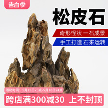 鱼缸假山造景石松皮石大块真石头天然原石盆景摆件成品装饰假山石