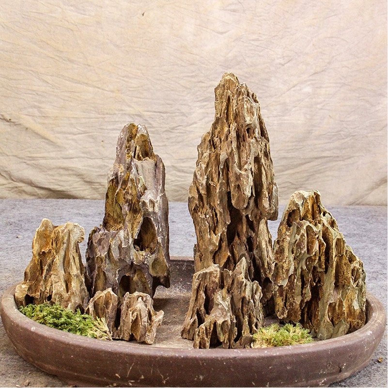 鱼缸造景石头假山全套套餐松皮石