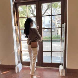 小个子白色窄版直筒裤子五一出行配套衣服牛仔裤女款爆款2026新款