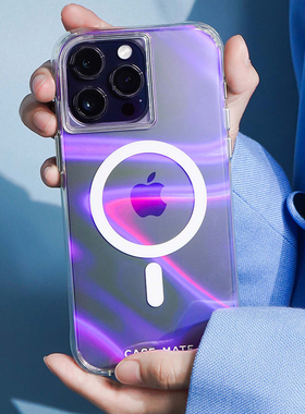 casemate适用iPhone14promax手机壳透明磁吸苹果13透明紫色镭射12mii渐变色magsafeu全包ins风女款新款保护壳