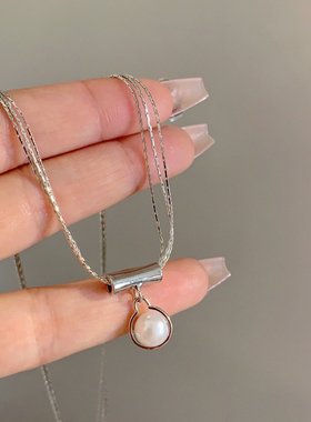 韩国小众甜酷多层项链气质时髦冷淡风格颈链女夏季珍珠锁骨链7635