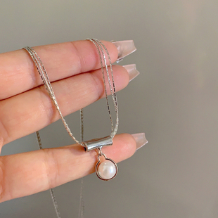 韩国小众甜酷多层项链气质时髦冷淡风格 珍珠锁骨链7635 颈链女夏季