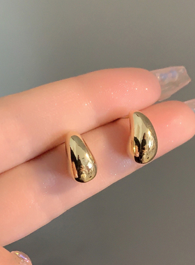 S925银针韩国简约金属感C字耳钉时尚冷淡风格小巧气质耳饰女H7083