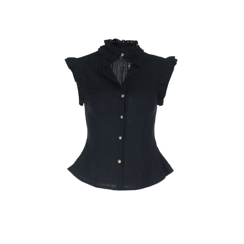thumbnail for Lastself Night Ember Mistress Temperament Design Sleeveless Shirt Lace-up Waist Timber Turtleneck Vest Woman