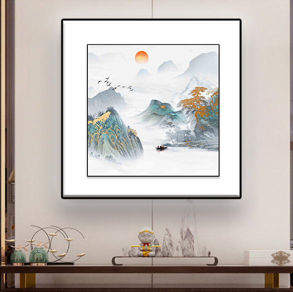 现代简约植物山水花卉清新装饰画正方形餐厅客厅壁画卧室床头挂画图片