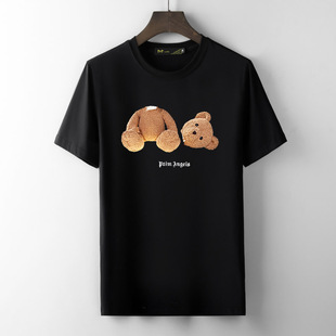 香港正品潮牌夏季卡通小熊断头熊半袖男女丝光棉大码冰丝短袖T恤